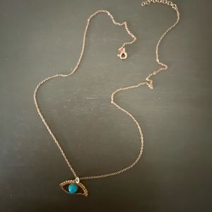 Rose gold plated evil eye necklace